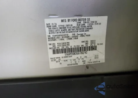 2016 Ford Taurus Se из США, поврежденный, VIN 1FAHP2D82GG102742